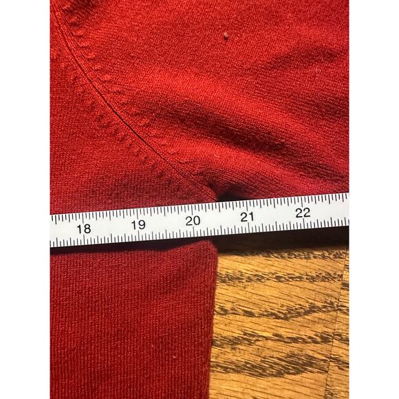 Vintage T & Company Burgundy Red Mock Neck Embellished Short Sleeve Sweater - Picture 4 of 5